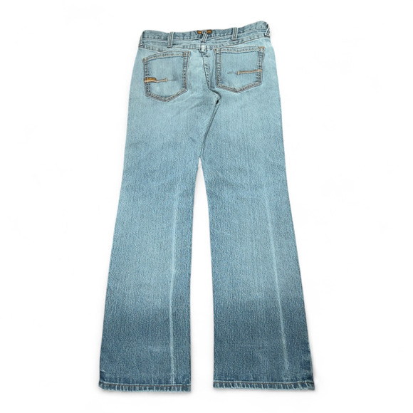 Ariat Jeans Mens 33x33 Blue Rebar M4 Bootcut Distressed Low Rise Stretch Light - Picture 2 of 10